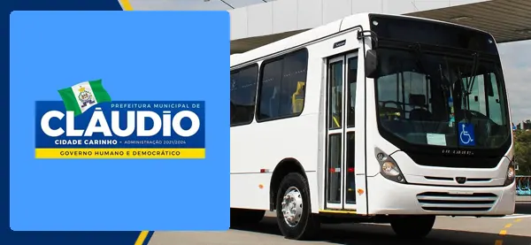 Logo e ônibus da Prefeitura de Cláudio