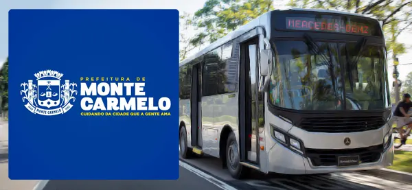 Logo e ônibus da Prefeitura de Monte Carmelo
