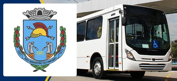 Logo e ônibus da Prefeitura de São Sebastião do Paraíso