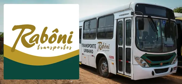 Logo e ônibus da Rabôni Transportes