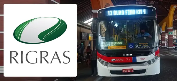 Logo e ônibus da Rigras Ribeirão Pires