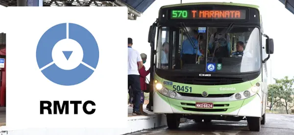 Logo e ônibus da RMTC Goiânia