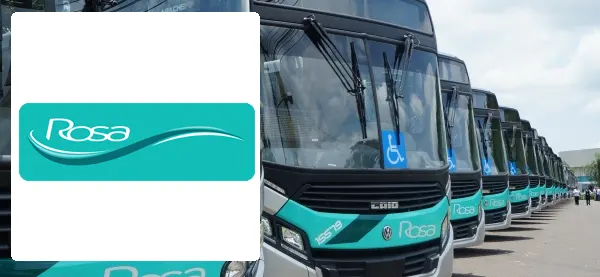Logo e ônibus da Rosa Turismo Sinop