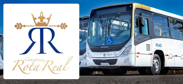 Logo e ônibus da Rota Real