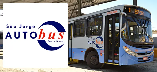 Logo e ônibus da São Jorge Auto Bus