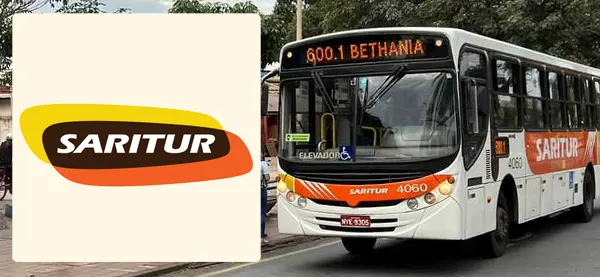 Logo e ônibus da Saritur Ipatinga