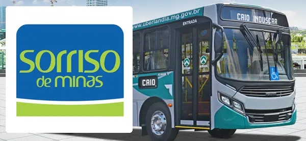 Logo e ônibus da Sorriso de Minas
