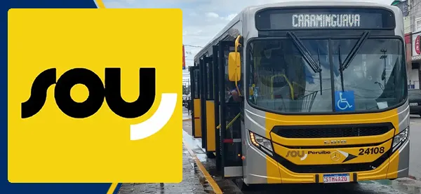 Logo e ônibus da Sou Peruíbe