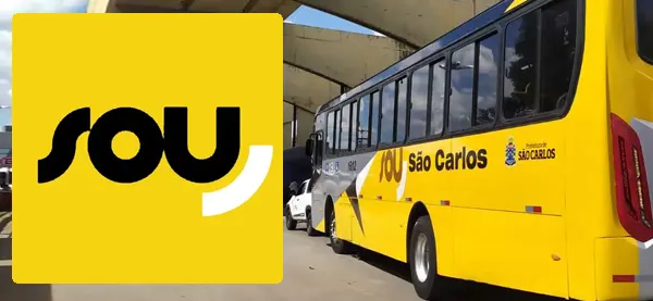 Logo e ônibus da Sou São Carlos