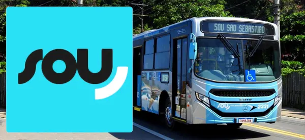 Logo e ônibus da Sou São Sebastião