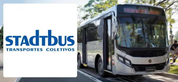 Logo e ônibus da Stadtbus Bagé