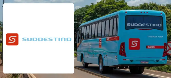 Logo e ônibus da Sudoestino
