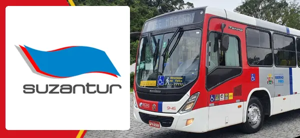 Logo e ônibus da Suzantur Ribeirão Pires (Rigras)