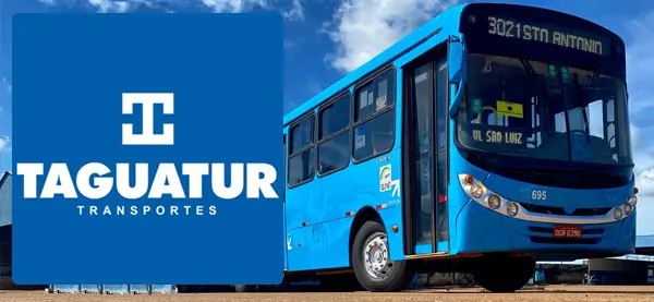 Logo e ônibus da Taguatur