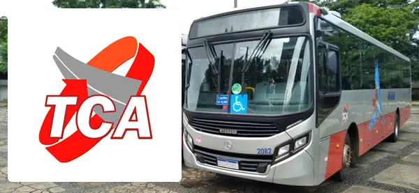 Logo e ônibus da TCA - Transporte Coletivo de Araras