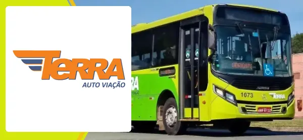 Logo e ônibus da Terra Auto Viação Jales