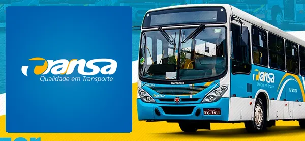 Logo e ônibus da Transa Transportes