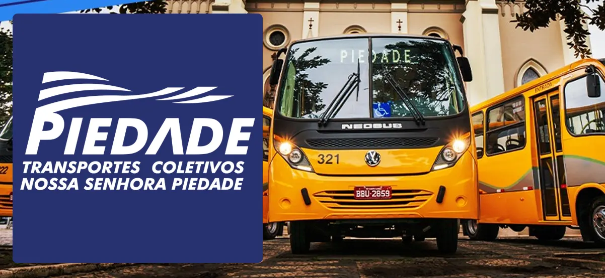 Logo e ônibus da Transpiedade Campo Largo
