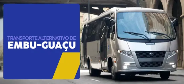 Logo e ônibus da Transporte Alternativo de Embu-Guaçu