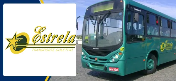 Logo e ônibus da Transporte Coletivo Estrela