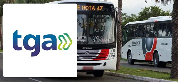 Logo e ônibus da Transporte Gratuito de Aquiraz