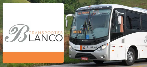 Logo e ônibus da Transportes Blanco
