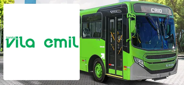 Logo e ônibus da Transtur Vila Emil