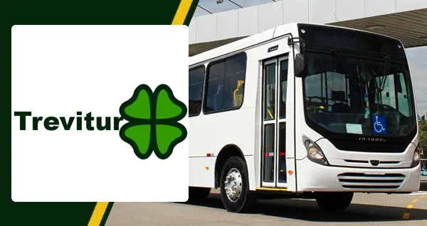 Logo e ônibus da Trevitur