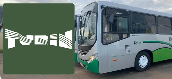 Logo e ônibus da Turin Congonhas