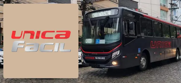 Logo e ônibus da Única Fácil