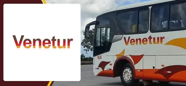 Logo e ônibus da Venetur