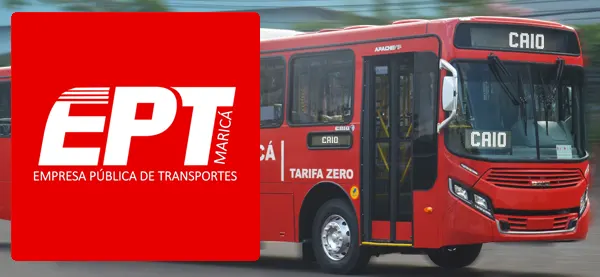Logo e ônibus da Vermelhinhos (EPT Maricá)