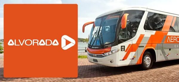 Logo e ônibus da Viação Alvorada Espírito Santo