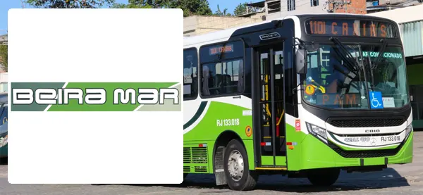 Logo e ônibus da Viação Beira Mar
