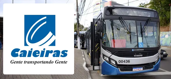 Logo e ônibus da Viação Caieiras Franco da Rocha