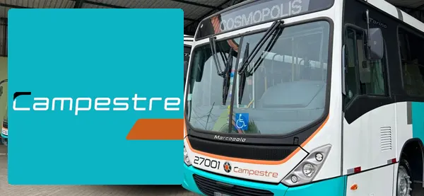 Logo e ônibus da Viação Campestre