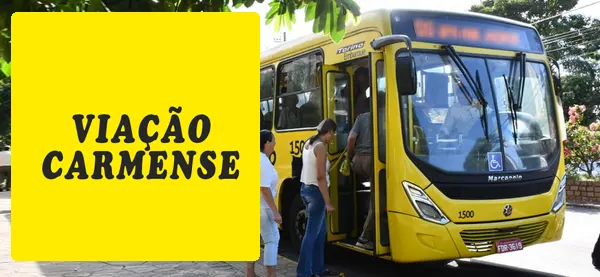 Logo e ônibus da Viação Carmense