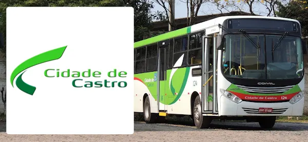Logo e ônibus da Viação Cidade de Castro