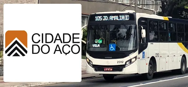 Logo e ônibus da Viação Cidade do Aço