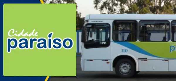 Logo e ônibus da Viação Cidade Paraíso