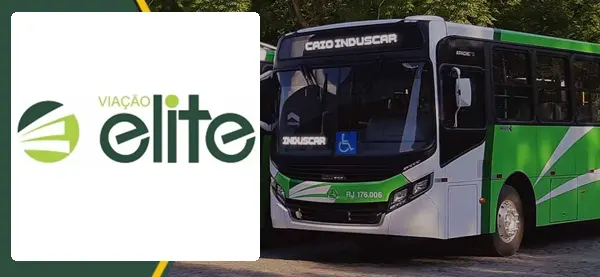 Logo e ônibus da Viação Elite