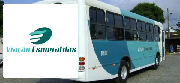 Logo e ônibus da Viação Esmeraldas