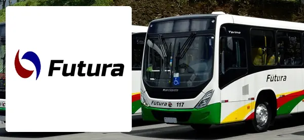 Logo e ônibus da Viação Futura