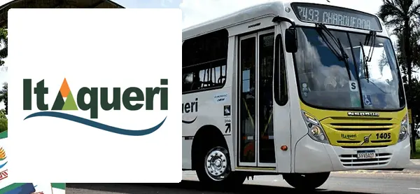 Logo e ônibus da Viação Itaqueri