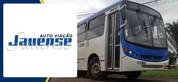 Logo e ônibus da Viação Jauense Fernandópolis