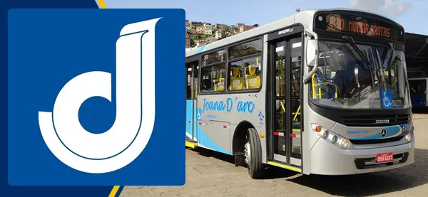 Logo e ônibus da Viação Joana Darc Linhares