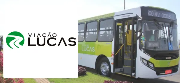 Logo e ônibus da Viação Lucas