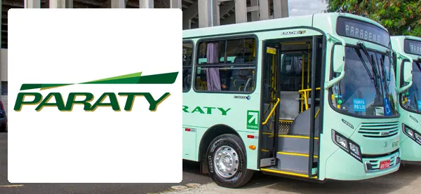 Logo e ônibus da Viação Paraty