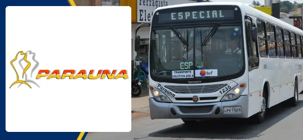 Logo e ônibus da Viação Paraúna Rio Verde