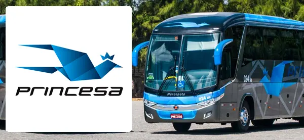 Logo e ônibus da Viação Princesa dos Inhamuns